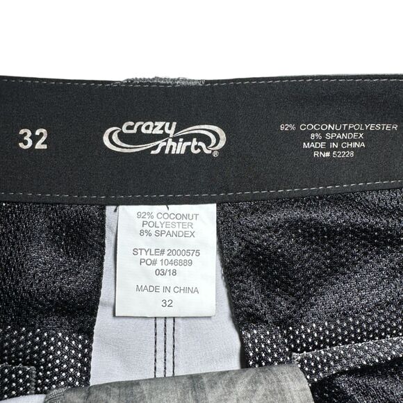 Crazy Shirts Hawaii Hybrid Shorts Mens Sz 32-33 Gray Geometric Coconut Polyester - Picture 2 of 10